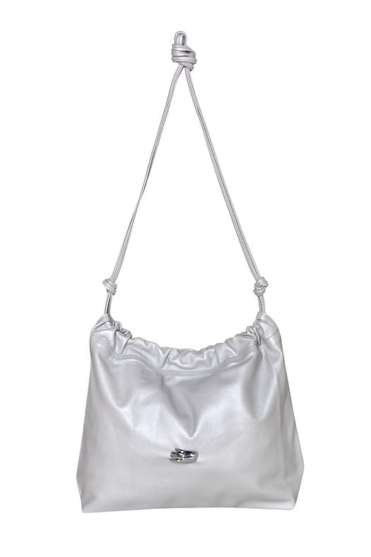 Le Sac M Silver Leather Bag