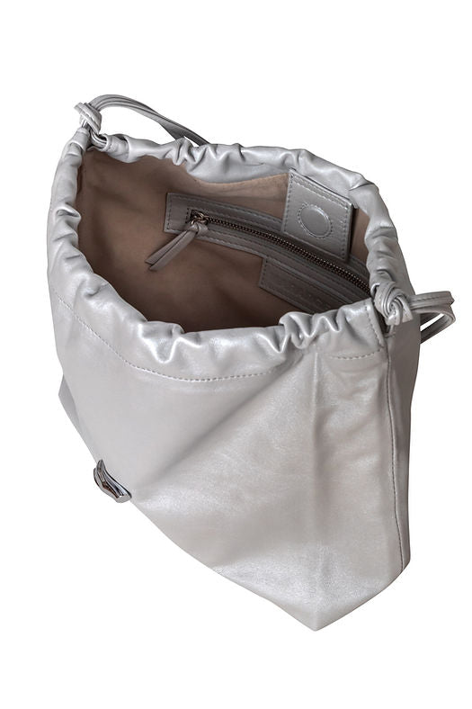 Le Sac M Silver Leather Bag