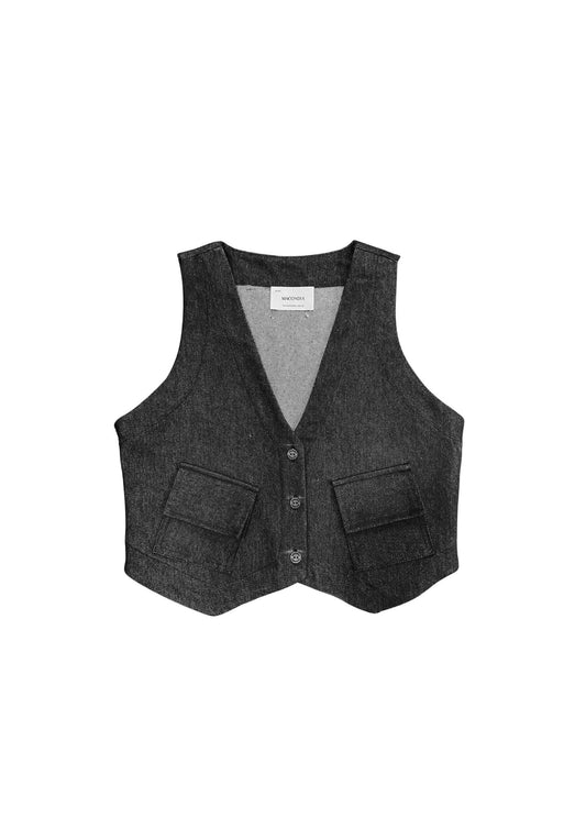 Dark Gray Denim Vest