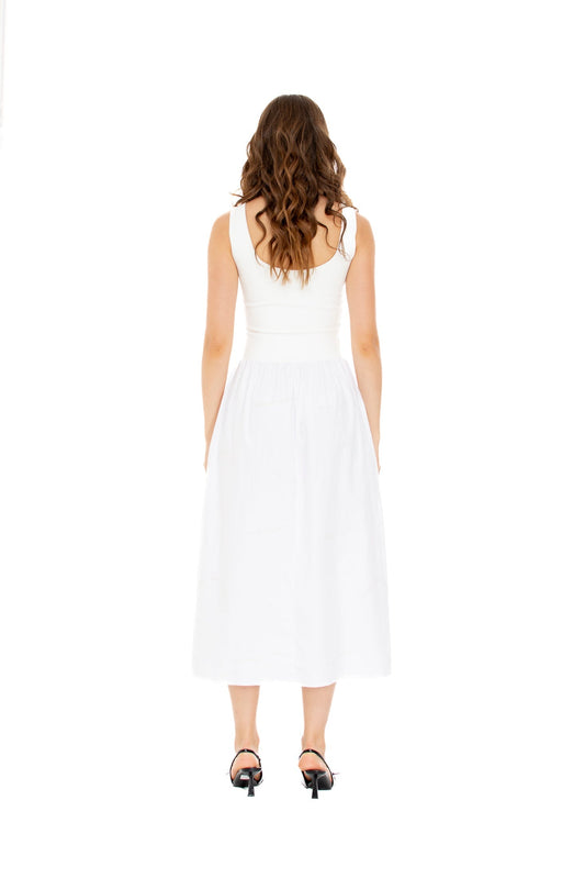 Embroided Midi Dress in White