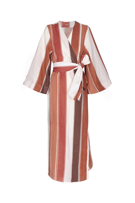 Joaquina Linen Kaftan / Terra Stripes